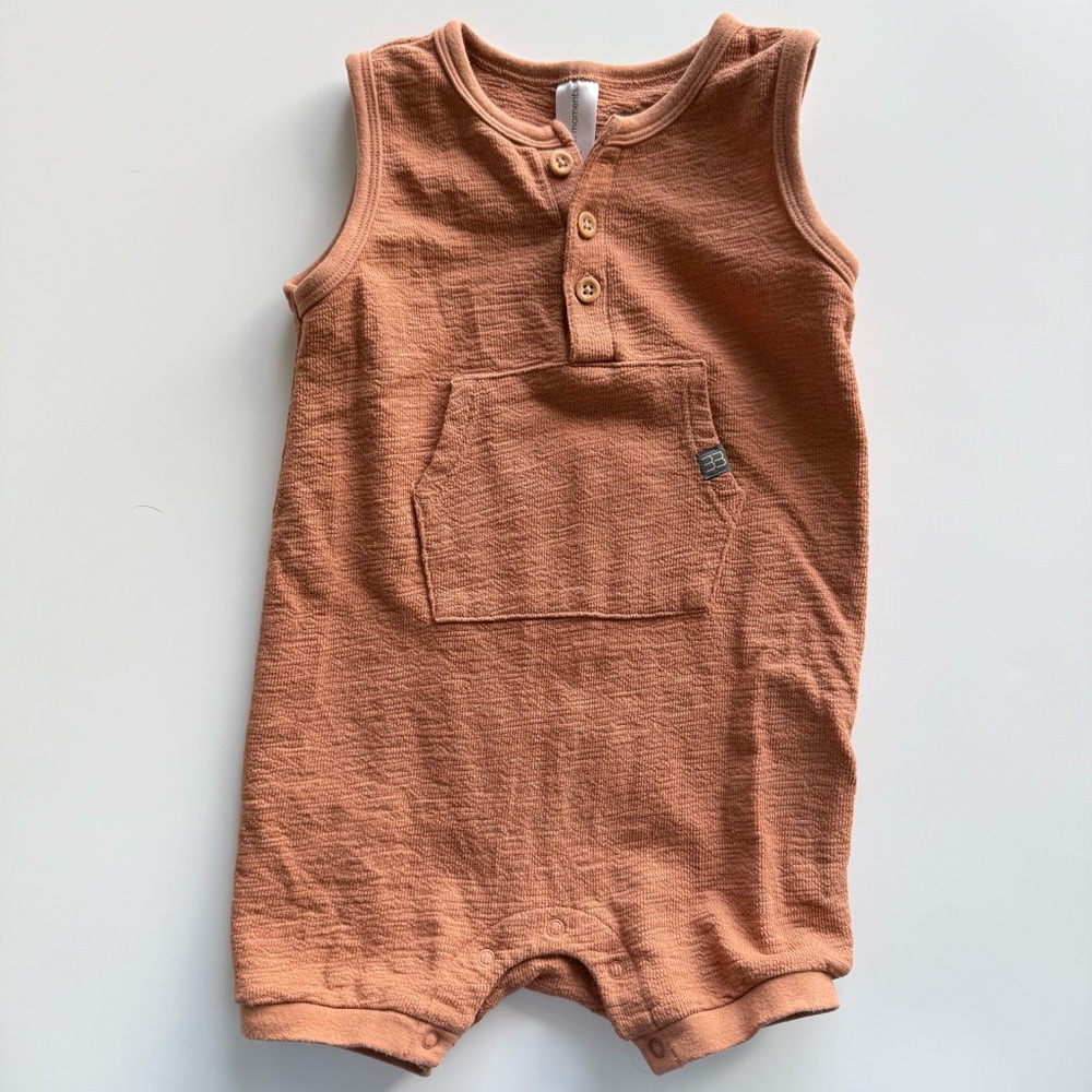 Brown Sleeveless Baby Romper